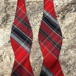 Ted Baker London Red/Black Plaid Wool & Silk Bow Tie